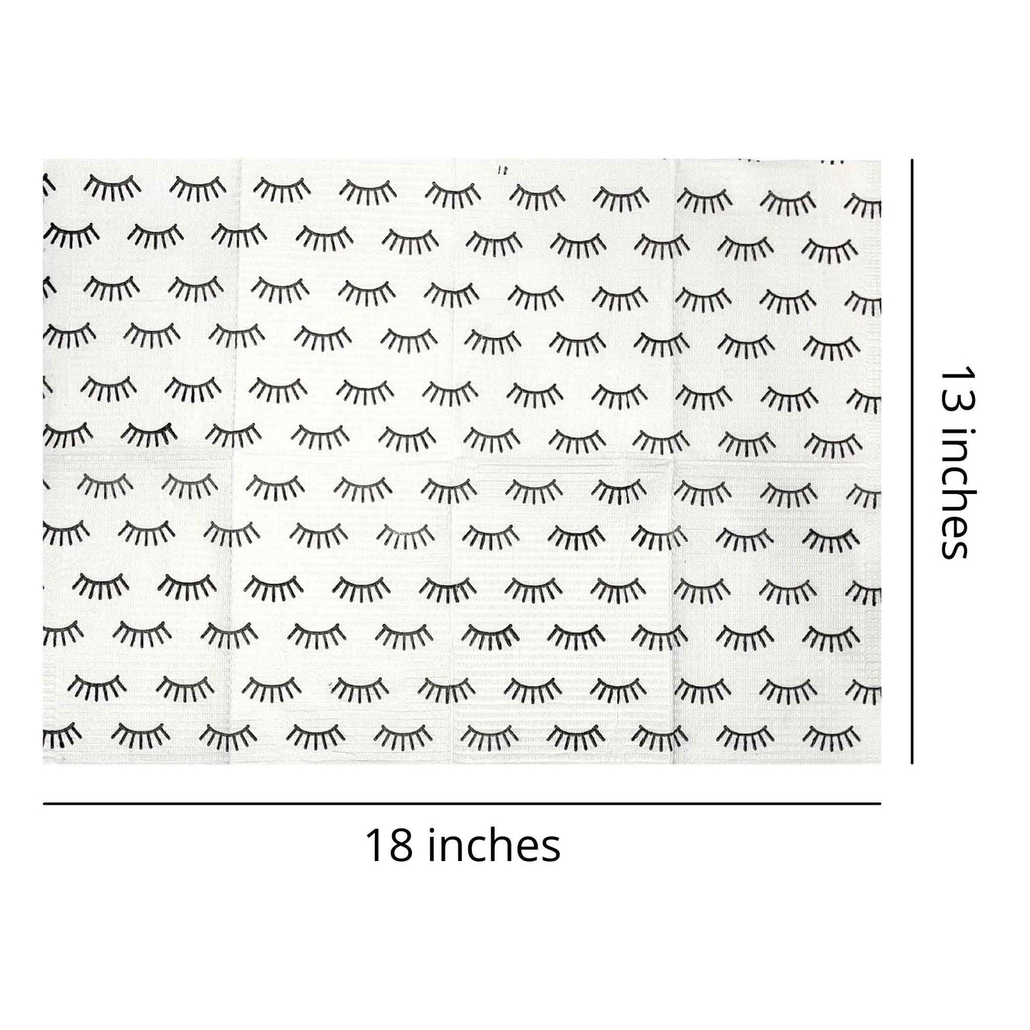 Disposable Lashing Dental Bib | 125 Pack | Size 13x18" inches | Eyelash Extension Supplies | White Bib with Simple Lash Print Design