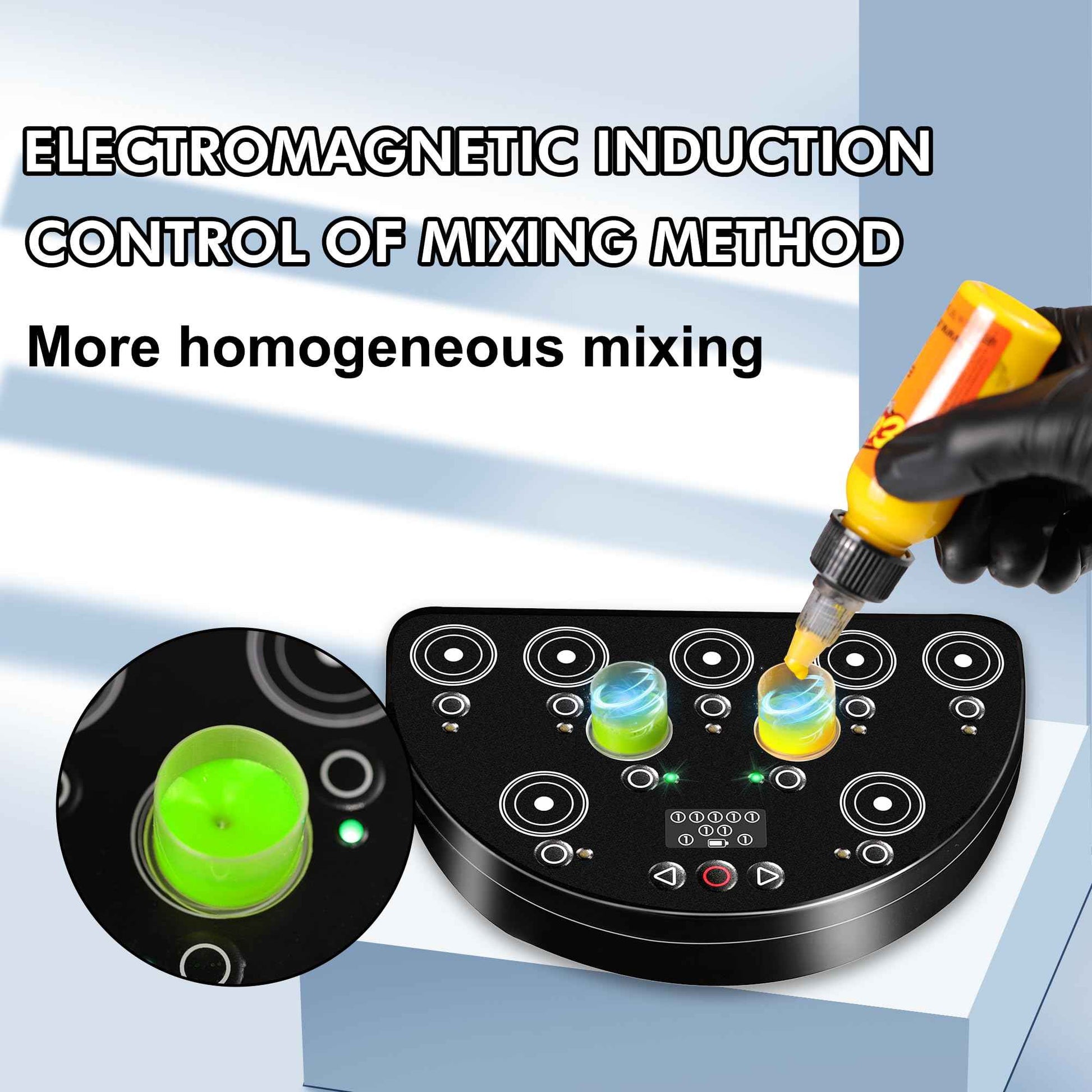 Ink Mixer Electric Ink Mixer Tattoo 5-Speed Adjustable Power Mixing Comes with 100 Mixing Sticks Nine Simultaneous Mixing Operations are Possible Color Makeup Ink Pigment Electric Agitator Machine