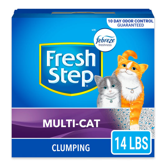 Fresh Step Multi-Cat Extra Strength Scented Litter with the Power of Febreze, Clumping Cat Litter, 14 Pounds (Package May Vary)