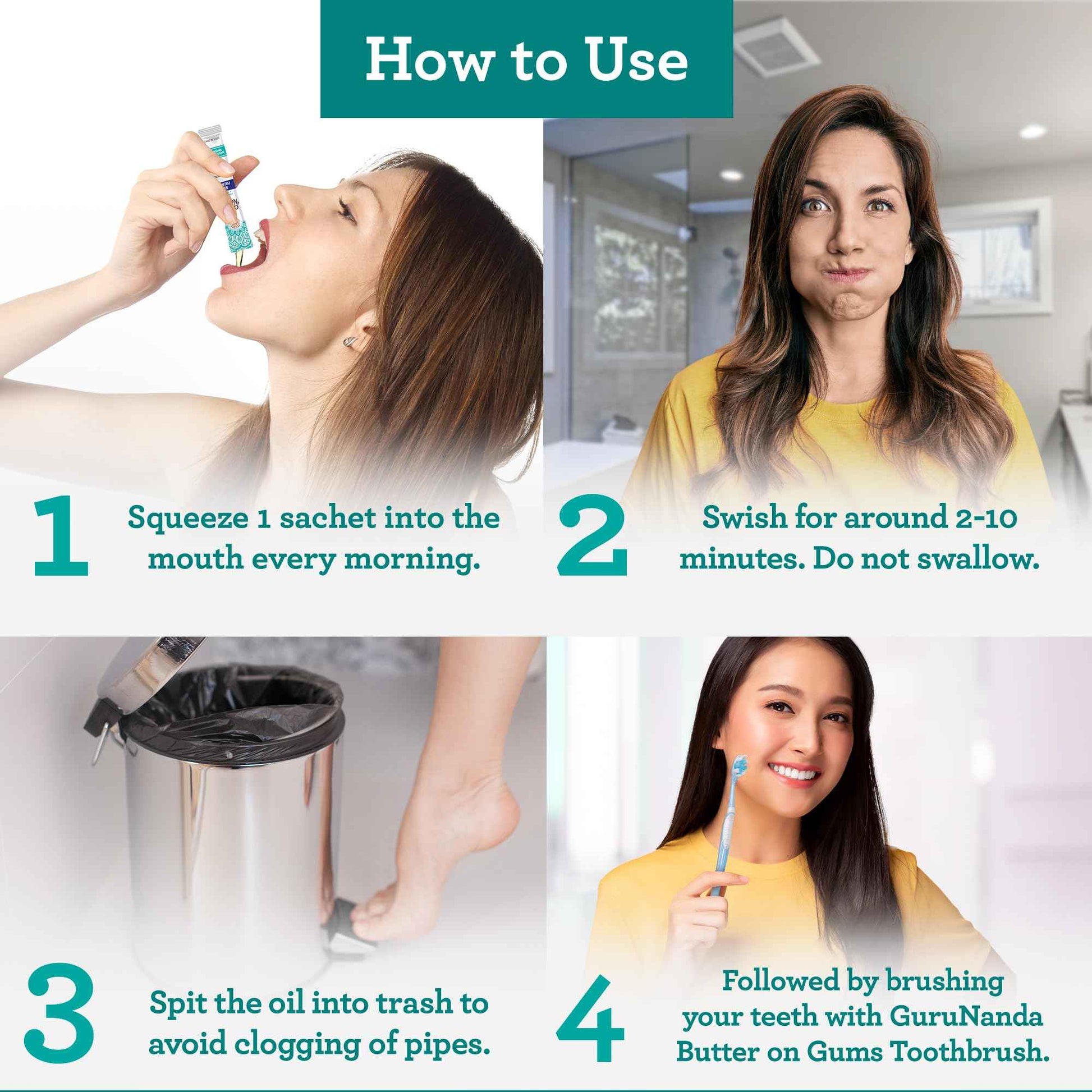 GuruNanda Travel-Ready Oral Care Bundle – 70ct Disposable Pre-Pasted Toothbrushes & 7 Coconut Oil Pulling Sachets for Fresh Breath & Clean Smiles on The Go