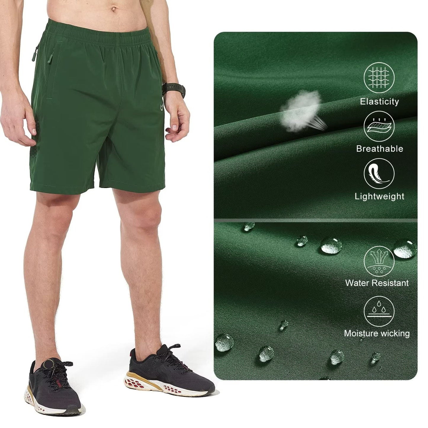 NORTHYARD Men's Athletic Running Shorts Quick Dry Workout Shorts 7"/ 5"/ 9" Lightweight Sports Gym Basketball Shorts Hiking Exercise Green S