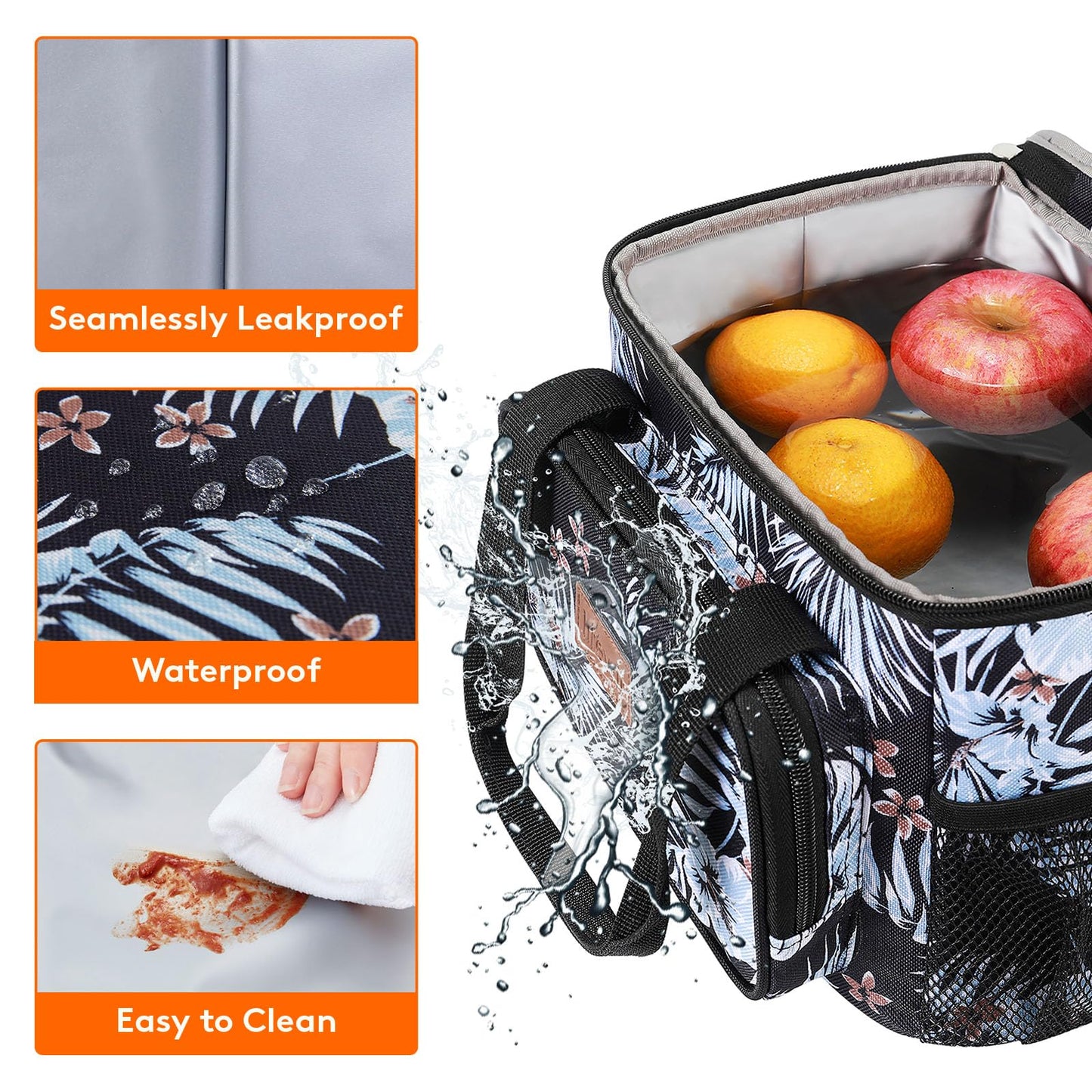 Lifewit Medium Lunch Bag Insulated Lunch Box Soft Cooler Cooling Tote for Adult Men Women, Flower 12-Can (8.5L)