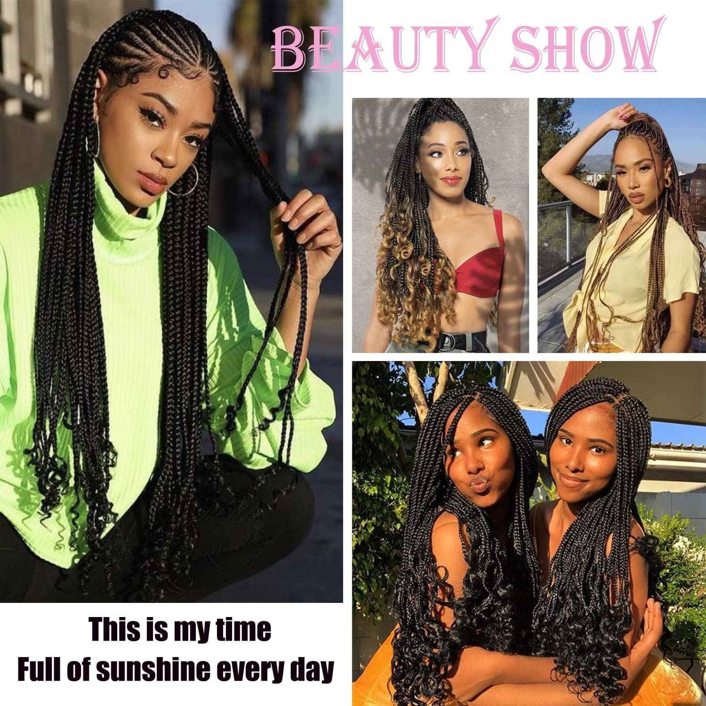 14 Inch 144 Roots/pack Box Braid Crochet Hair Black Box Braids Hair Curly Ends Ombre Brown Curly Wave Goddess Braids Crochet Hair 24 Strands/pcs Braiding Hair Extensions (14inch, 1B/30#)