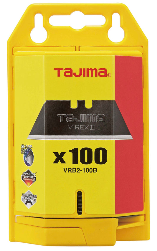 Tajima VRB2-100B V-REX II Premium Tempered Steel Utility Knife Blades, 100-Pack