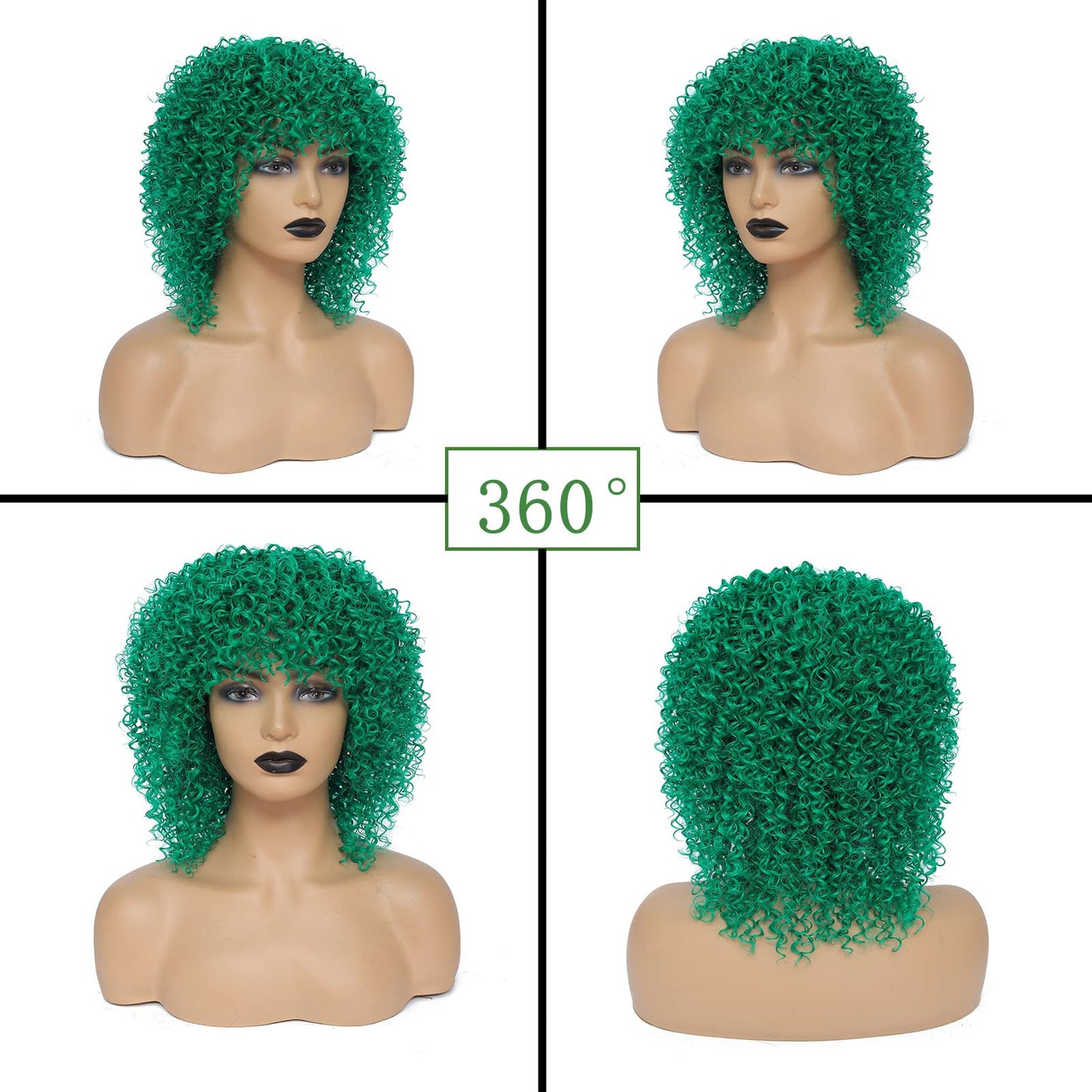 JOOVAMYUN Curly Afro Wigs for Black Women Short Wig with Bangs Kinky Curly Wig Natural Wigs for Black Women Cheap Wigs for Black Women