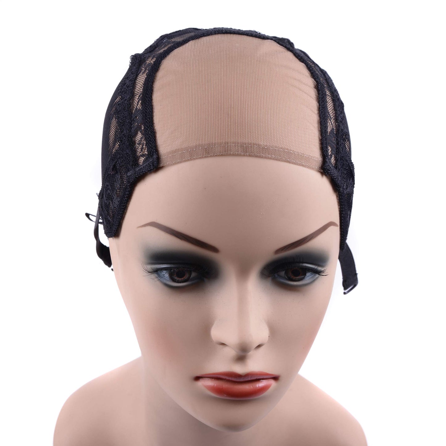 YANTAISIYU 4X4 Inch U Part Swiss Lace Wig Cap for Making Wigs with Adjustable Straps on the Back Glueless Hairnets (Black XL)