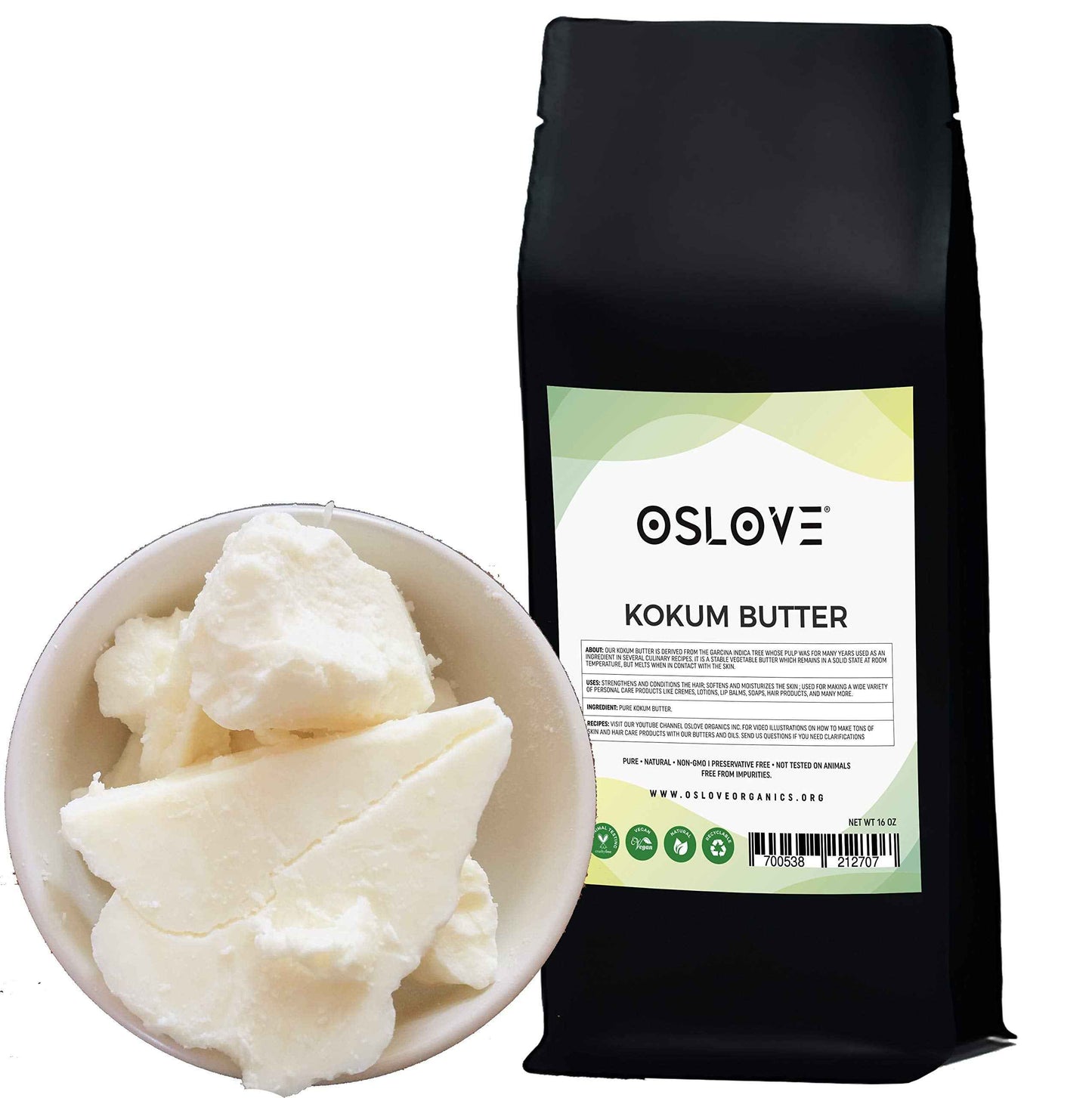 Oslove Organics Kokum Butter-Pure, Natural, Fresh, Thickener for Whipped Body Butters, Sunscreens, Soaps, Deodorants and Lotions | 1LB.