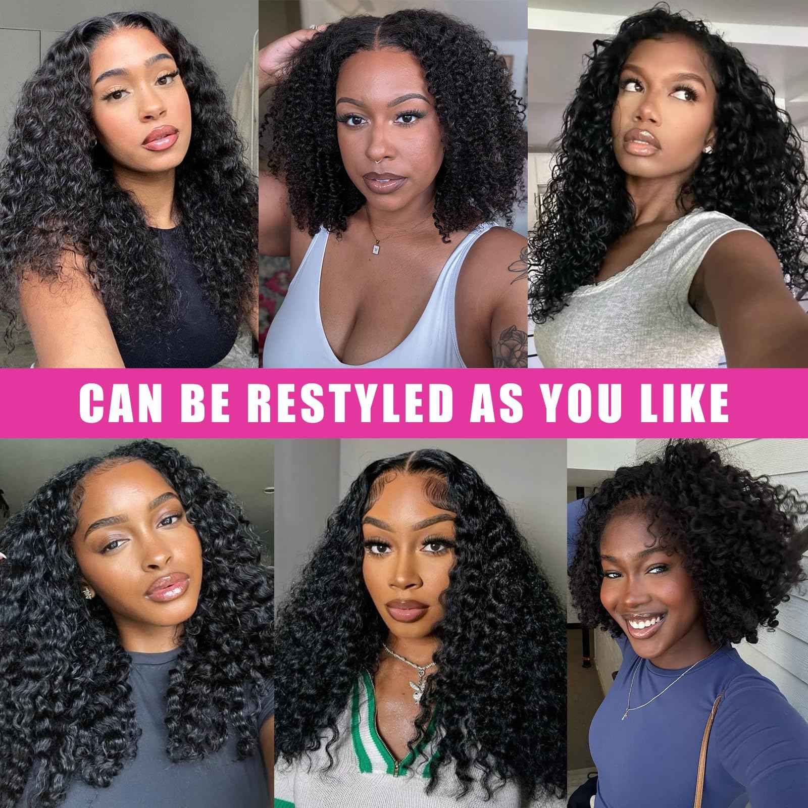 3C 4A Curly Clip In Hair Extension Real Human Hair 14 Inch Kinky Curly Clip in Hair Extensions Real Human Hair Brazilian Remy Human Hair Extensions Double Weft 8Pcs 110g Natural Black