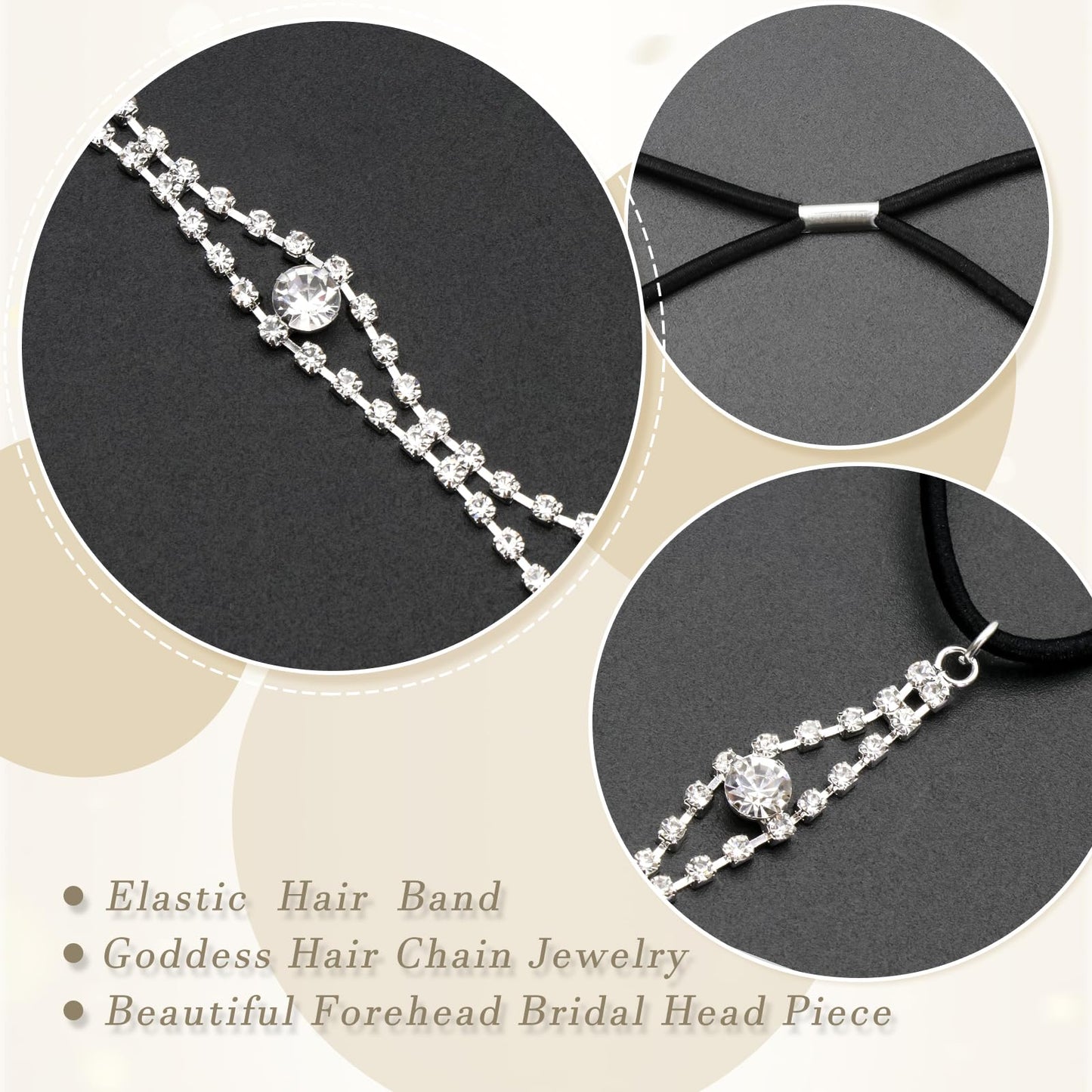 FULZTEY Bling Rhinestone Headband Elastic Silver Rhinestone Headpiece for Party Prom Boho Tiara Headband Glitter Diamond Hair Accessories for Women Girls