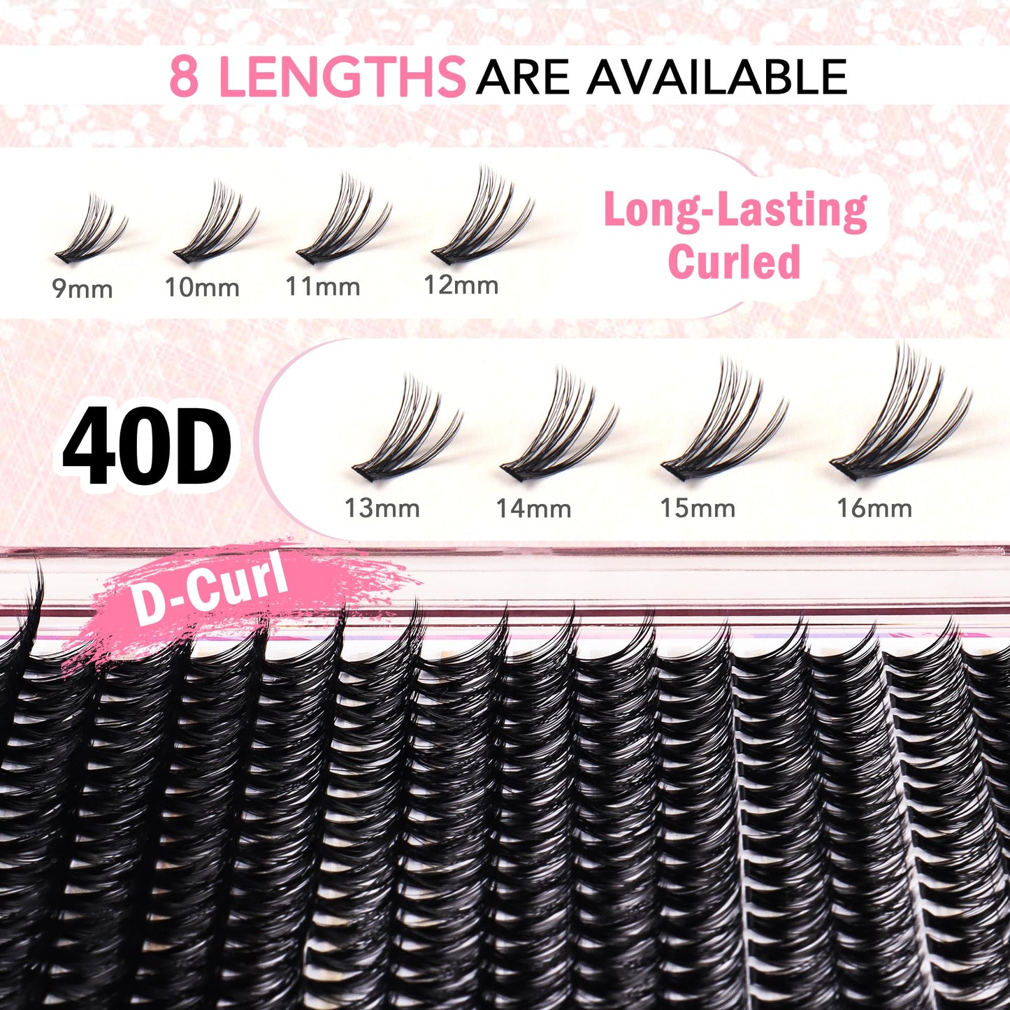 GAQQI Lash Clusters 320Pcs Individual Lashes 40D Mixed 9-16mm Eyelash Clusters D Curl Lash Clusters Look Like Mink Eyelash Extensions Thin Band Soft to Use Self Application(40D-DMIX)