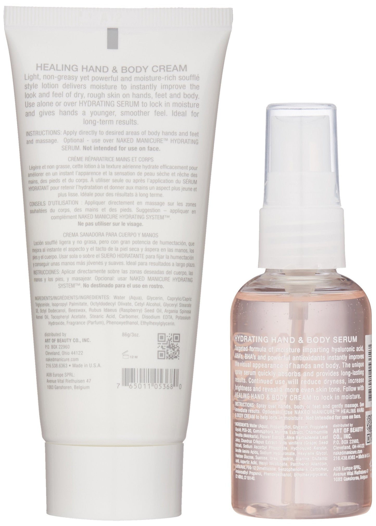 ZOYA Naked Manicure Healing and Hydrating Dry Skin Hand and Body System, Tube & Serum