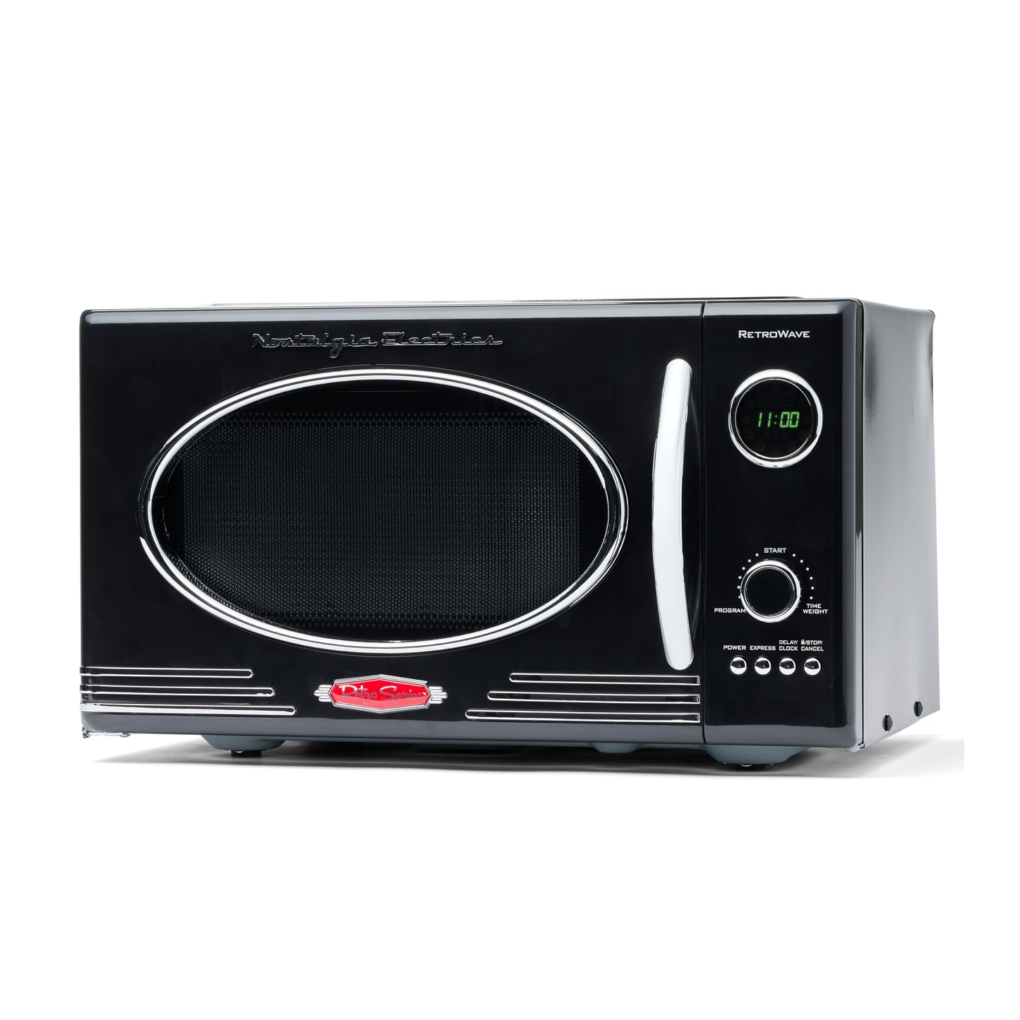 Nostalgia Retro Countertop Microwave Oven - Large 800-Watt - 0.9 cu ft - 12 Pre-Programmed Cooking Settings - Digital Clock - Kitchen Appliances - Black