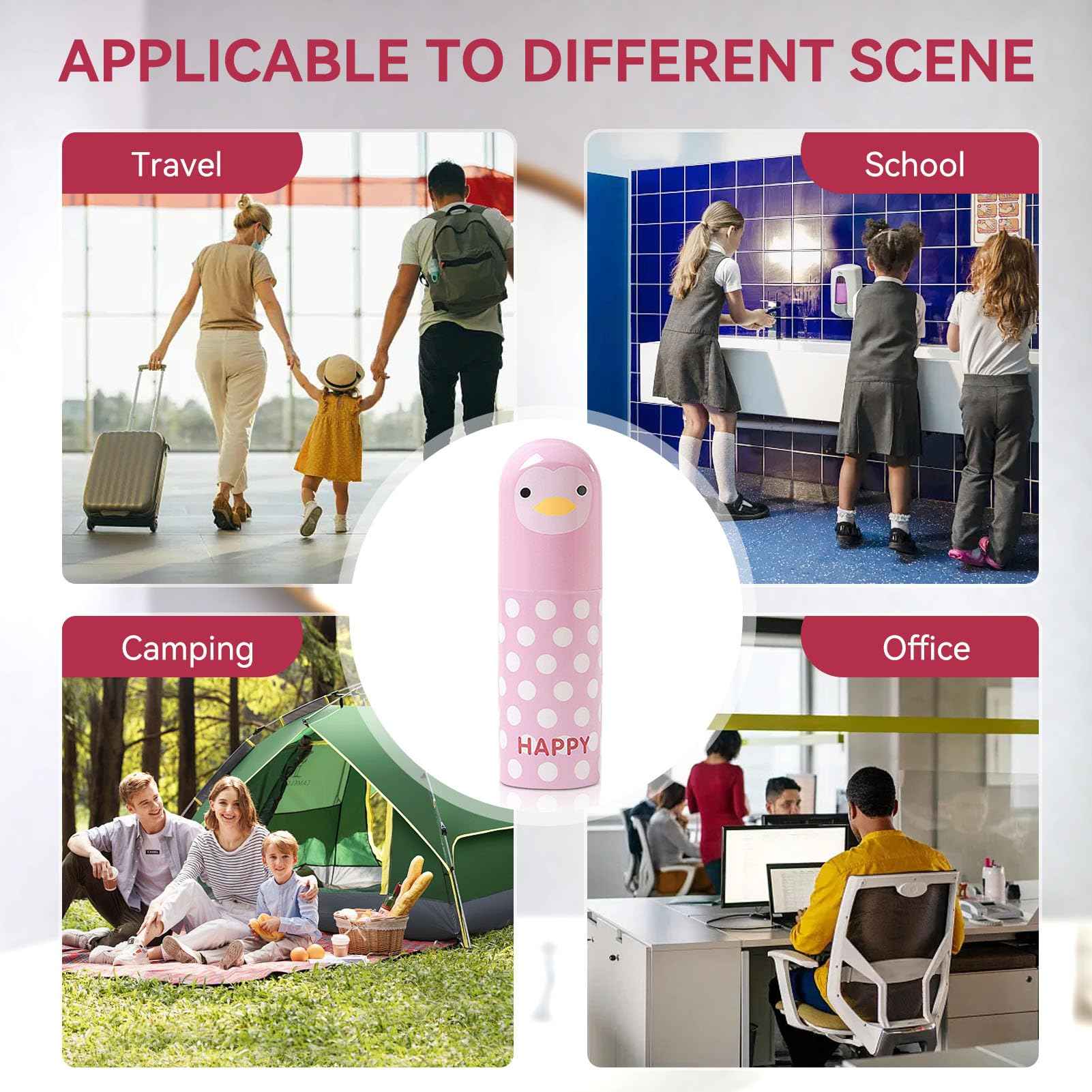 Cyrank Toothbrush Travel Case for Toothbrush, Cute Portable Toothbrush Holder Toothbrush Cup Reusable Plastic Toothbrush Holder with Cover for Traveling, Camping, Home, School, Business(Pink)