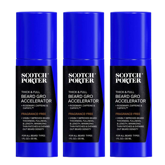 Scotch Porter Thick & Full Beard Gro Accelerator with Caffeine & Rosemary – Stimulates & Strengthens Hair Follicles – 3-Pack, 3* 1oz