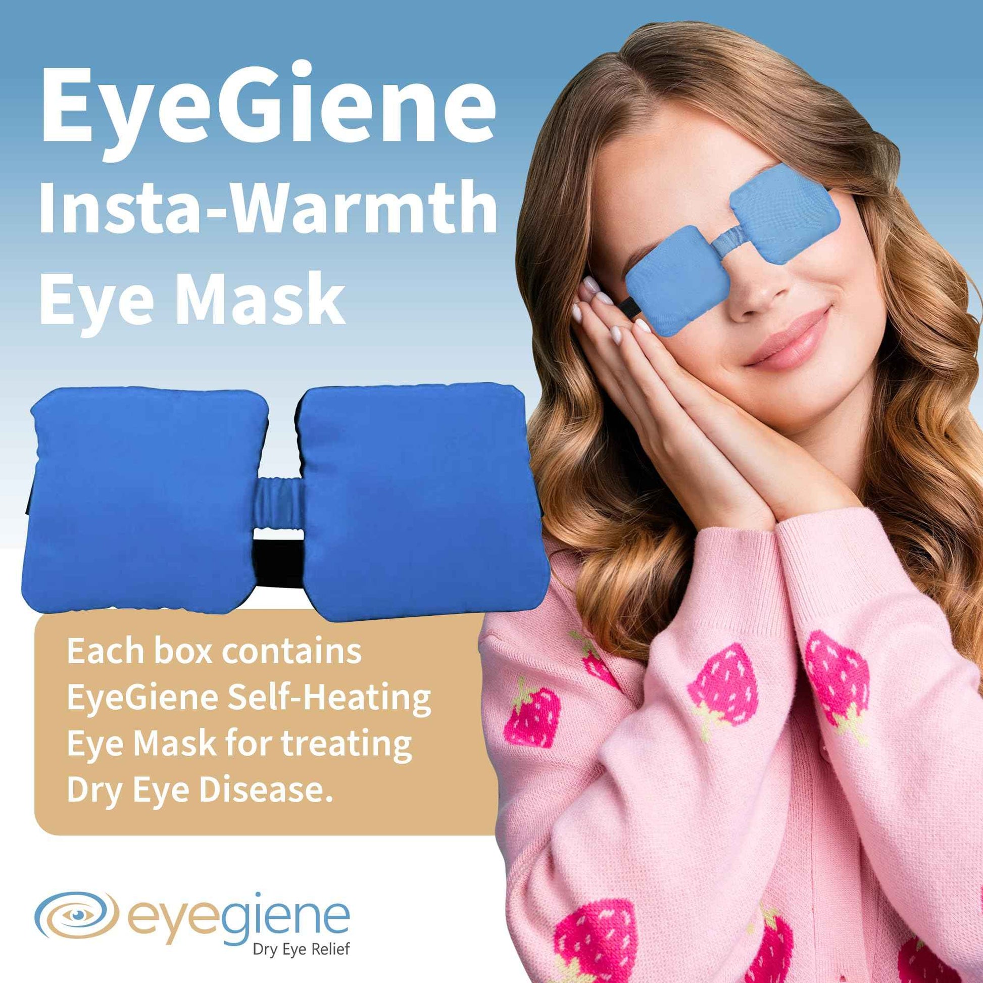 EyeGiene Insta-Warmth Eye Mask - Portable Self Heating Masks for Dry Eyes -Multi-Use Heat Treatment for Dryness, Fatigue, Styes, Blepharitis - Steam Eye Mask - Warm Compresses for Dry Eyes (1 Eyemask)