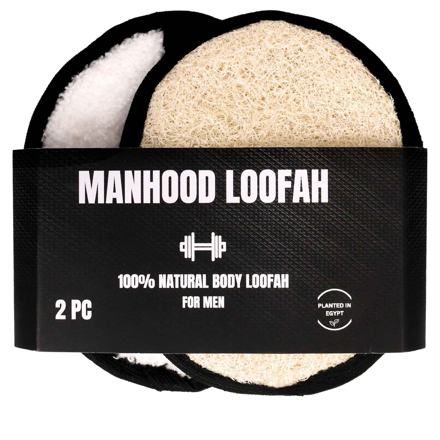 4 Natural Loofah Pads for him and her. Eco-Friendly Exfoliating Body Scrubbers, Durable & Gentle Terry Towel Cloth pad for Manly Skin Care - Lufas, Luffa, Loufas Sponges