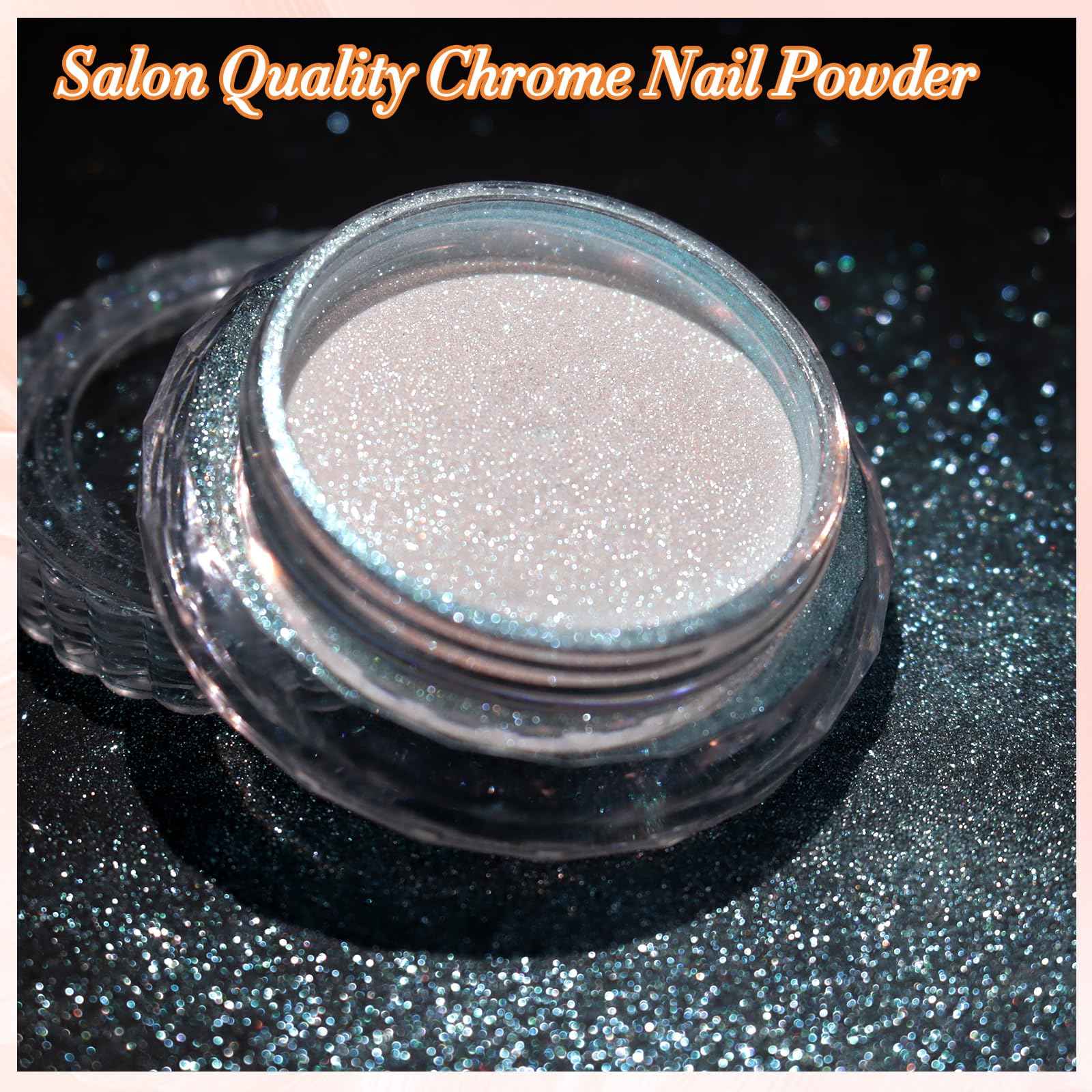 FNNZ Unicorn Chrome Nail Powder, Aurora Unichrome Mermaid Aurora Nail Powder Pigment Pearlescent Nail Art Glitter Decoration for Home DIY Nail Salon Manicure - Glacier Ocean