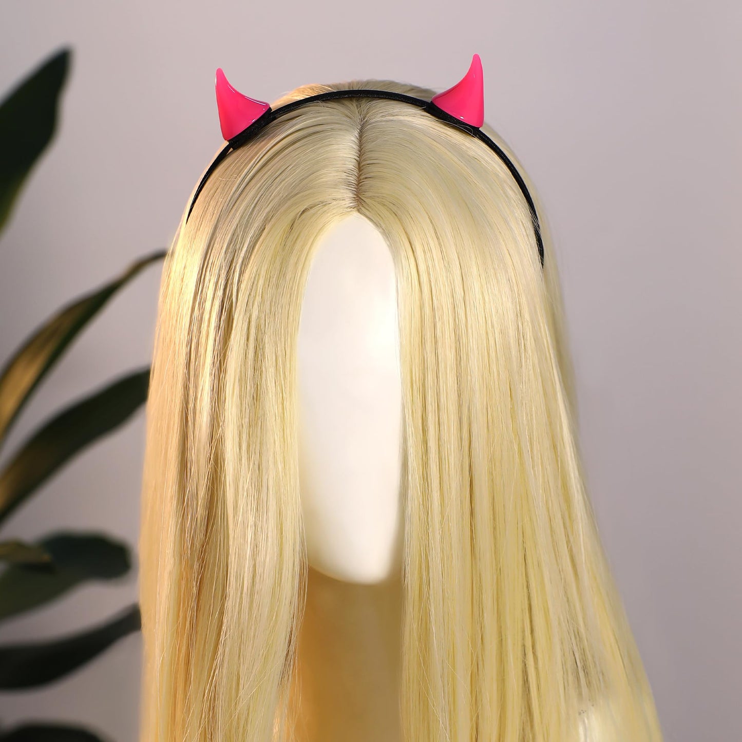 MOSTORY Pink Devil Horn Headband - Demon Horns Hairband Horns Hairhoop for Halloween Renaissance Ren Faire Cosplay Fae Ball