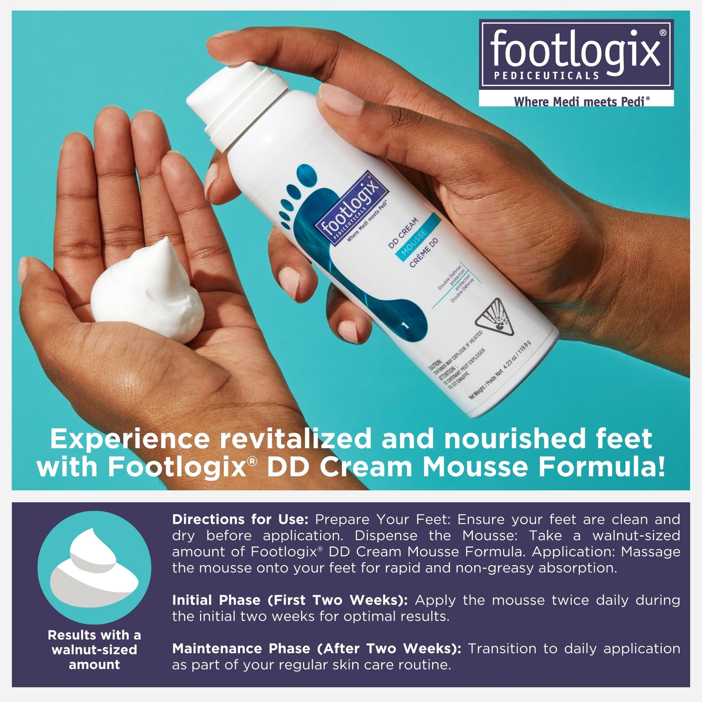 FOOTLOGIX DD Cream Mousse, White, 4.23 Ounce