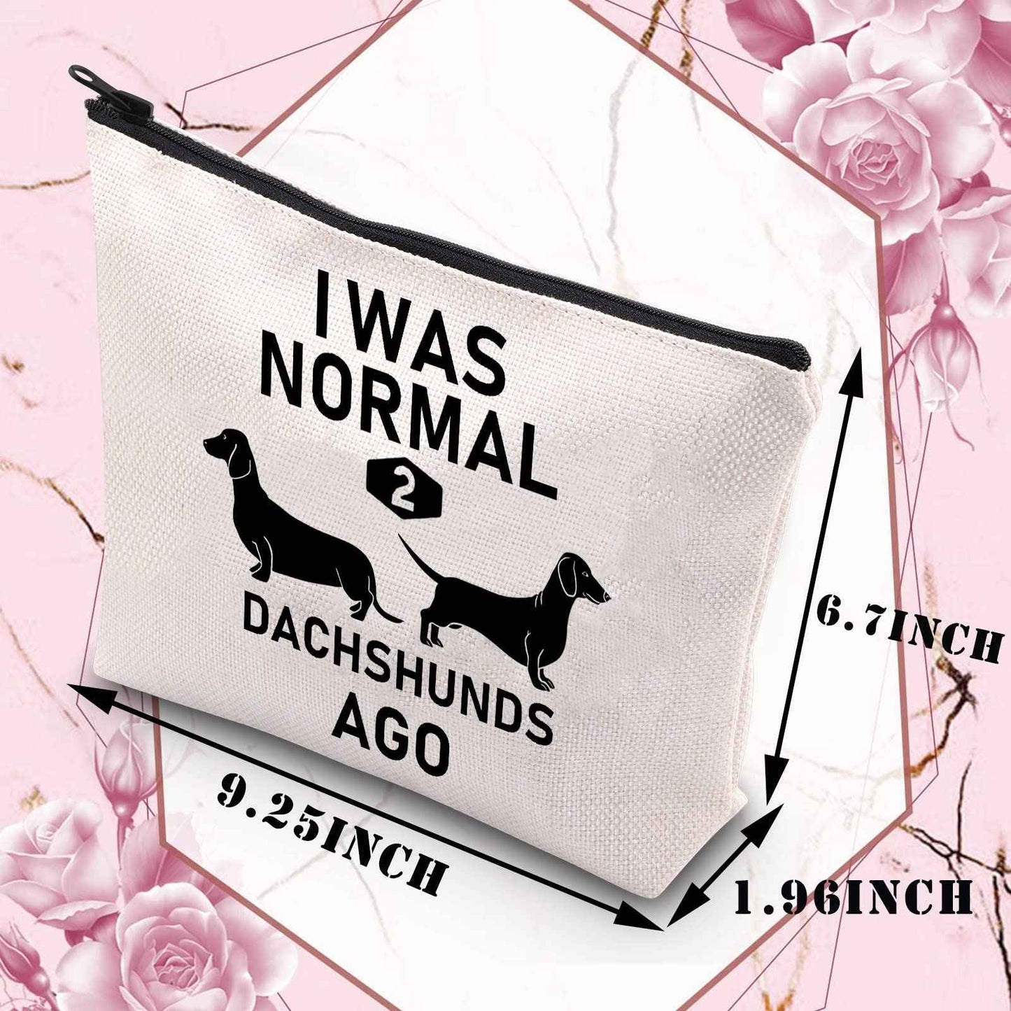 BDPWSS Dachshund Cosmetic Bags for women Dachshund Lover Gift I Was Normal 2 Dachshunds Ago Dachshund Gift (2 dachshunds ago)