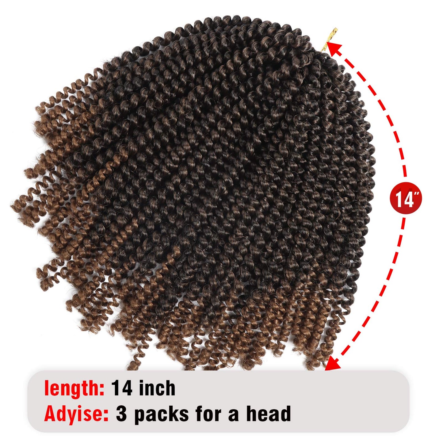 14 Inch Spring Twist Crochet Braids Hair for Butterfly Locs Bomb Twist Crochet Hair Beyond Beauty Ombre Colors Synthetic Fluffy Hair Extension 3 Packs 30 Strands 190g/Pack(14 Inch, T1B 30)