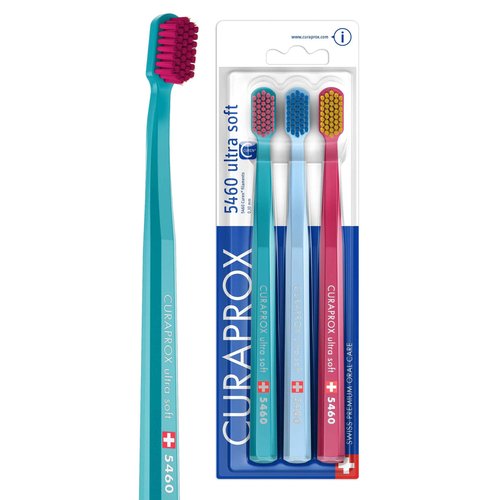 Curaprox CS 5460 Ultra-Soft Toothbrush – Adult Tooth and Gum Care | Super Soft Curen® Bristles for Gentle Cleaning | Light Blue, Single Pack