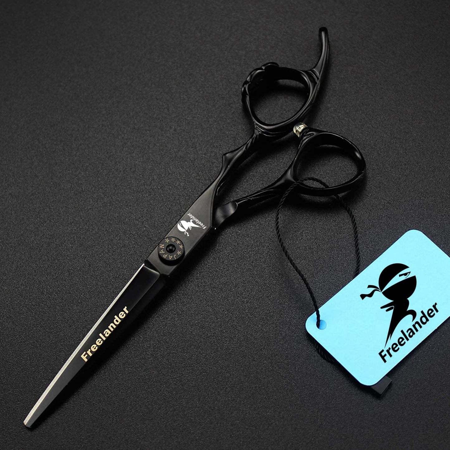 Hair Cutting Scissors, 6.0 Inch Black Professional Japan 440C Hair Cutting Shears - Salon Hair Blending/Thinning/Texturizing Scissor, Hand Sharpened