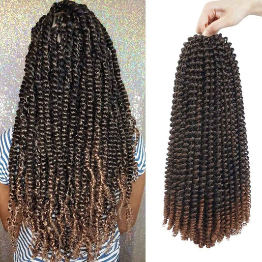 16 inch Spring Twist Crochet Braids Hair for Butterfly Locs Bomb Twist Crochet Hair Beyond Beauty Ombre Colors Synthetic Fluffy Hair Extension 3 Packs (16 Inch, M1B 30)