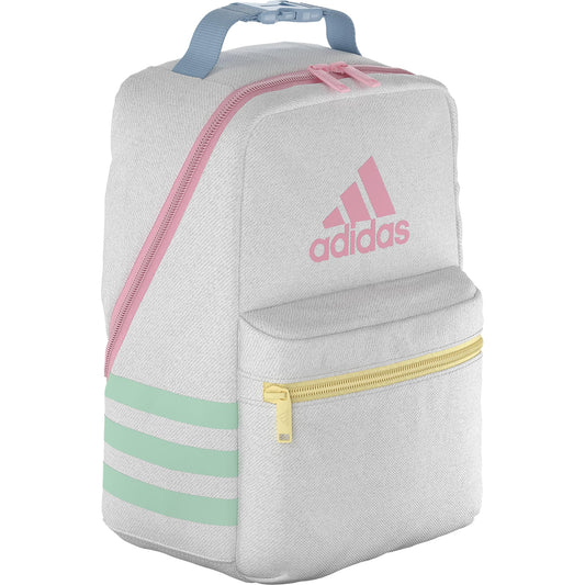 adidas Santiago Insulated Lunch Bag (6.5L) with Clip Lock Handle, Twill White/Clear Sky Blue/Pink Spark, One Size