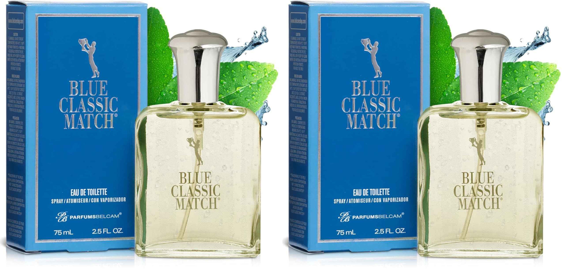 PB ParfumsBelcam Blue Classic Match CM Eau De Toilette Spray, Our Version of a Designer EDT, 75 ml (Pack of 2)