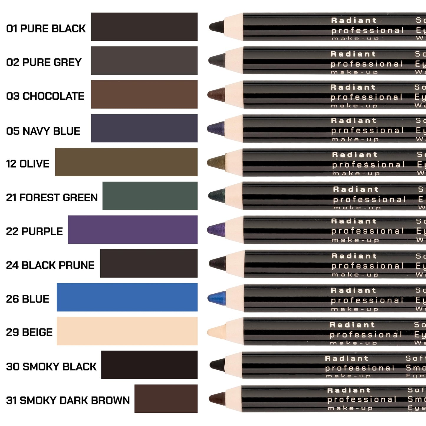 Radiant Professional Softline Waterproof Eye Liner Pencil with Smudging Tool - Long Lasting Under Eyeliner Pencil for Women, For the Perfect Smoky Eye, Purple (22)