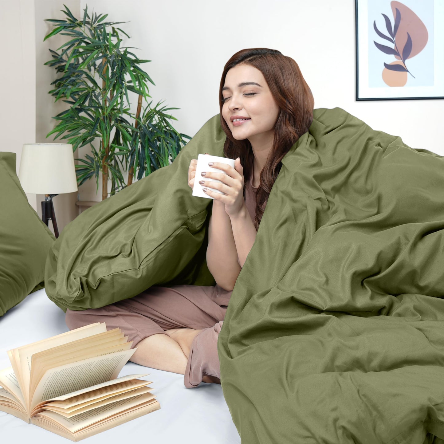 Utopia Bedding Duvet Cover Queen Size - 1 Duvet Cover with 2 Pillow Shams - 3 Pieces Bedding Duvet Cover with Zipper Closure - Soft Brushed Microfiber, 90 X 90 Inches (Queen, Olive)