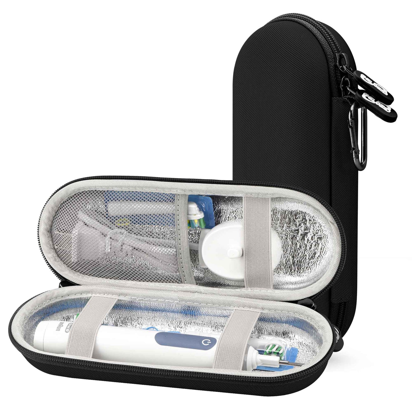 Gelozid Electric Toothbrush Travel Case Carrying Bag,Mesh Pocket for Accessories and Soft Lining inside the Case for Protection,Toothbrush Storage Bag Holder,Perfect for Travel and Daily Use (Black)