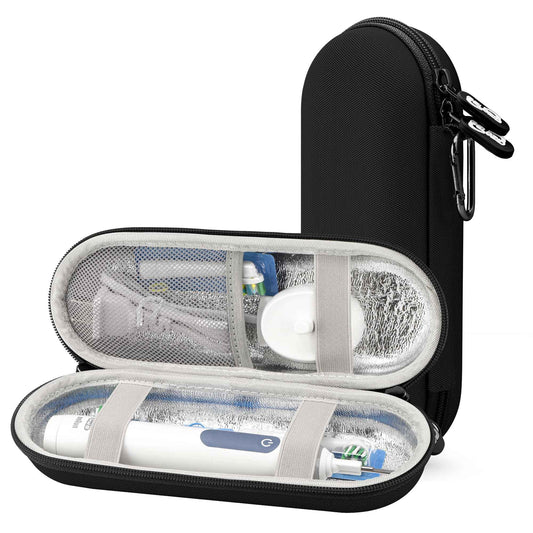 Gelozid Electric Toothbrush Travel Case Carrying Bag,Mesh Pocket for Accessories and Soft Lining inside the Case for Protection,Toothbrush Storage Bag Holder,Perfect for Travel and Daily Use (Black)