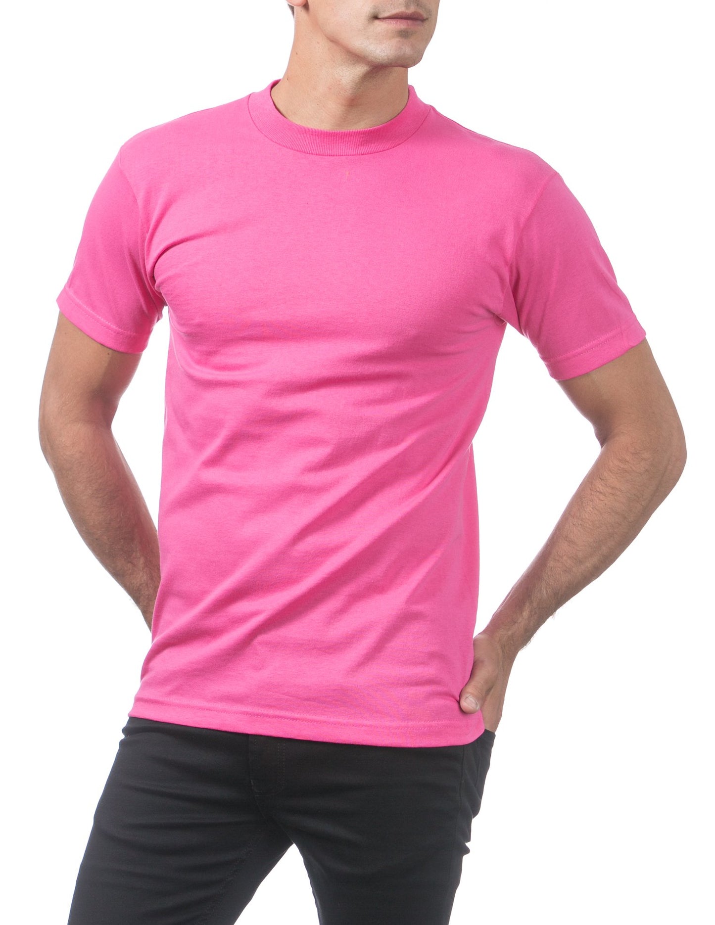 Pro Club Men's Comfort Cotton Short Sleeve T-Shirt, Hot Pink, X-Large