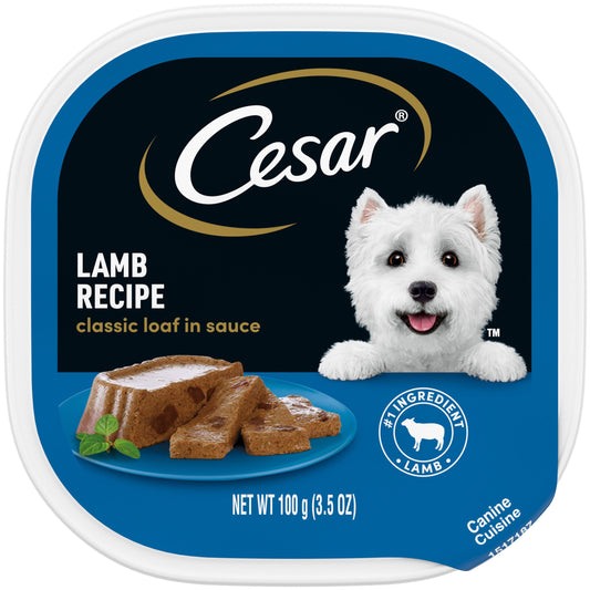 CESAR Wet Dog Food Classic Loaf in Sauce Lamb Recipe, (24) 3.5 oz. Easy Peel Trays