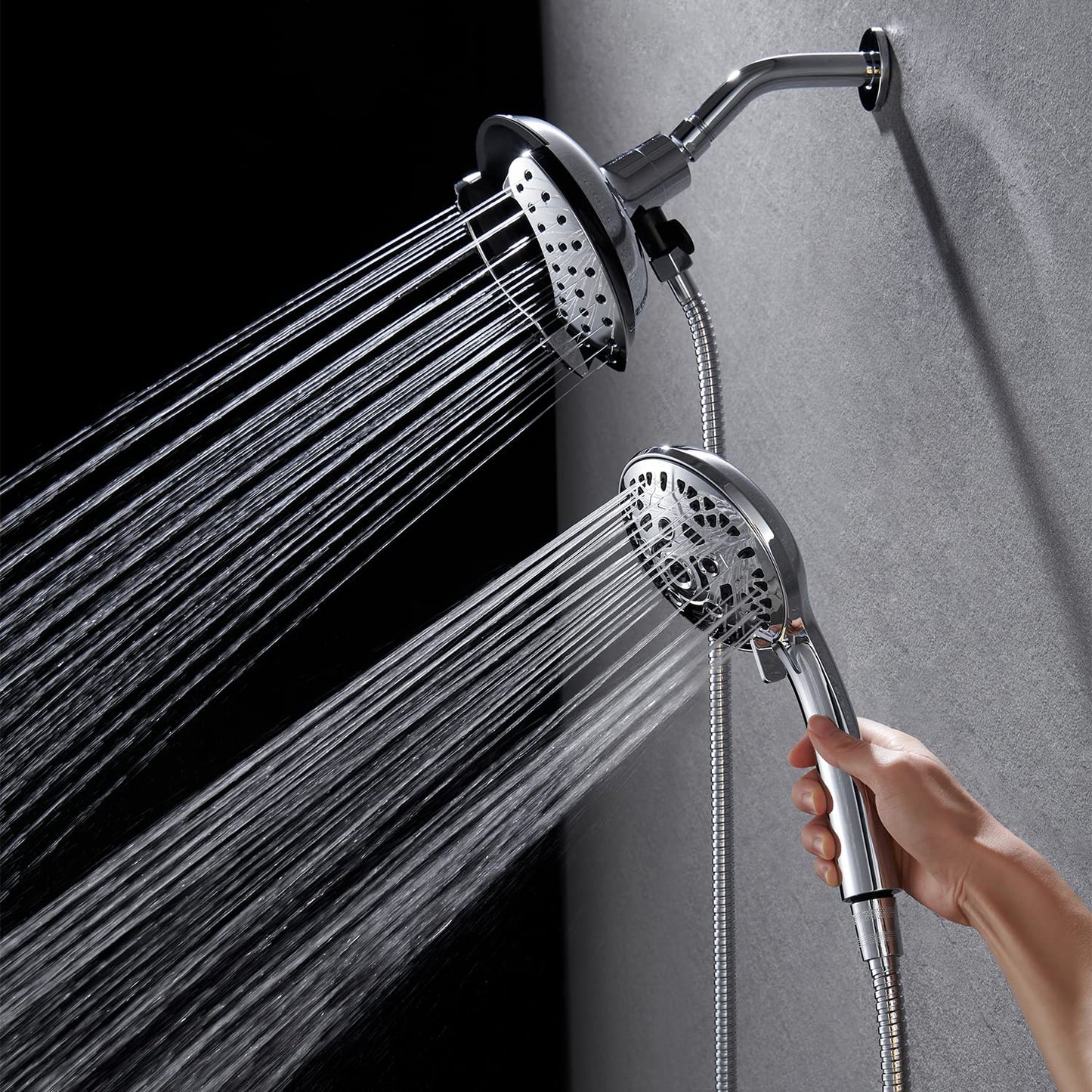 Shower Head with Handheld High Pressure: INAVAMZ Hand Held Shower Head & Rain Shower Head 2-IN-1 Shower Head with 59" Rotatable Stainless Steel Hose, Meet cUPC and CEC Certification