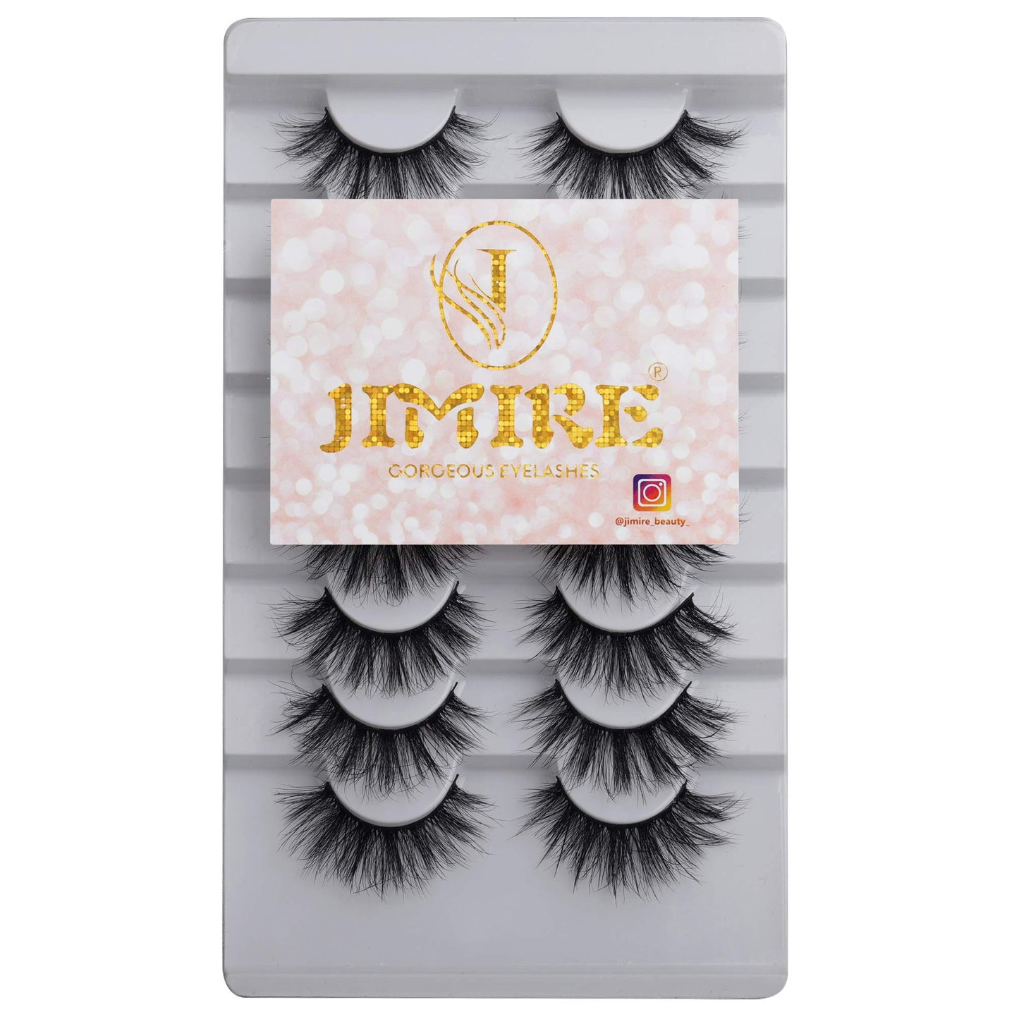 JIMIRE Faux Mink Lashes Fluffy Wispy False Eyelashes Luxury Soft Cat-Eye Lashes Pack 8 Pairs Faux Mink Fluffy Eyelashes Pack