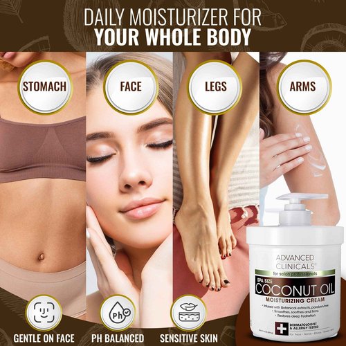 Advanced Clinicals Coconut Oil Moisturizing Cream + Hyaluronic Acid Hydrating Cream Set