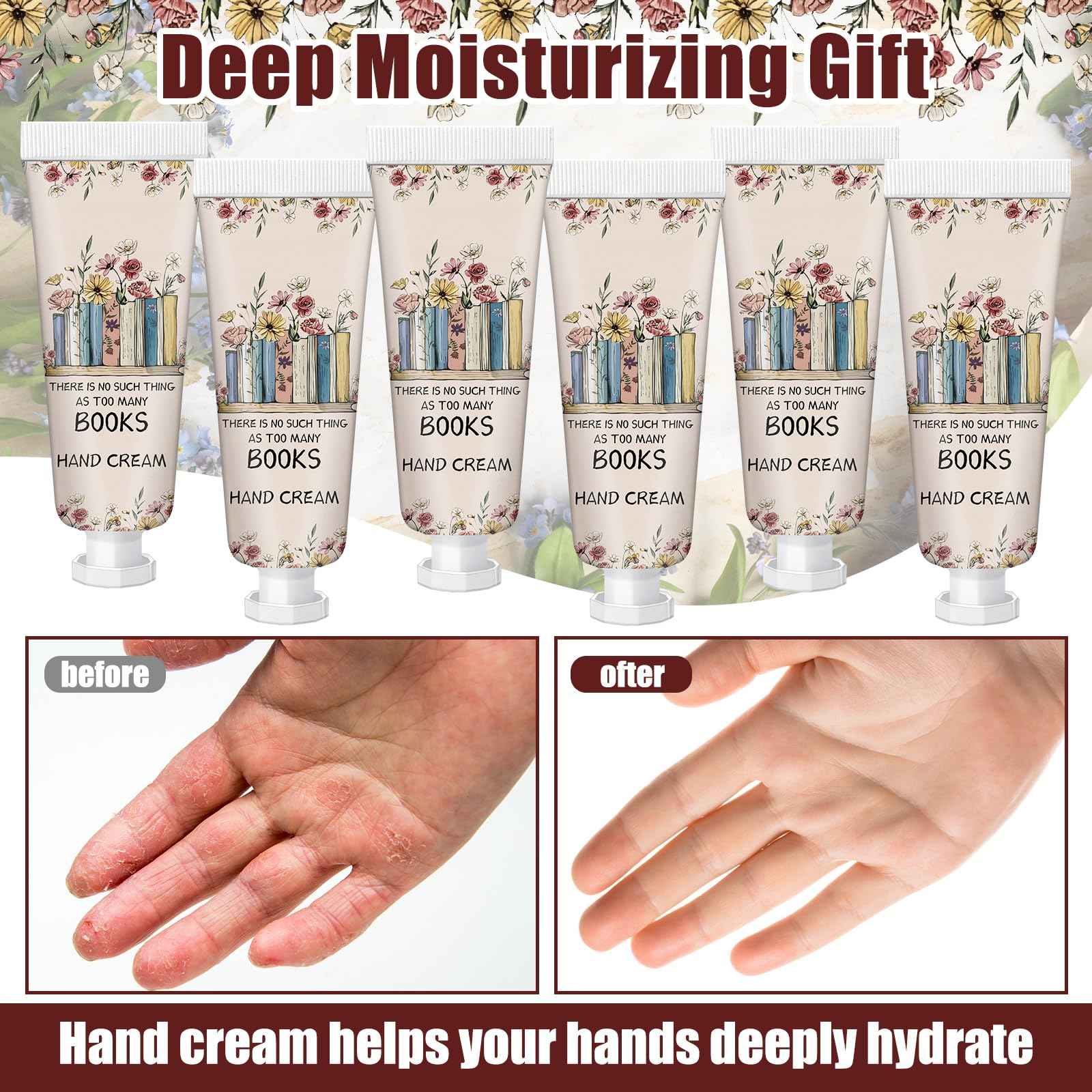 Leelosp 12 Pcs Christmas Hand Cream Mini Book Lover Gift for Women Hand Lotion Travel Size for Dry Cracked Hands Book Club Gifts Bulk Christmas Stocking Stuffer