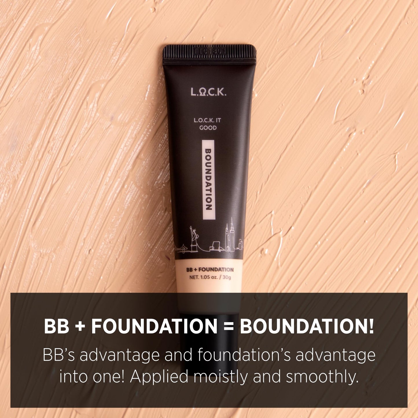 Lock color, Lock It Good Boundation - 04 Light Buff (2 in 1 Multi-use, Foundation+BB Cream), Lightweight, Blends Naturally, Flawless Finish, 1.05 fl.oz./30g (04 Light Buff)