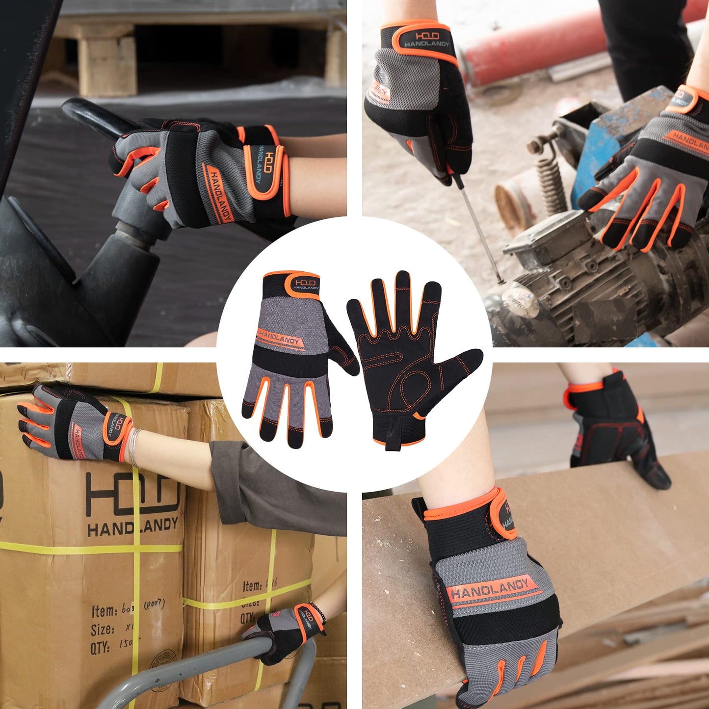 HANDLANDY Touchscreen Work Gloves for Men and Women, Utility Working Glove for Yardwork Gardening, Breathable Mechanic Gloves