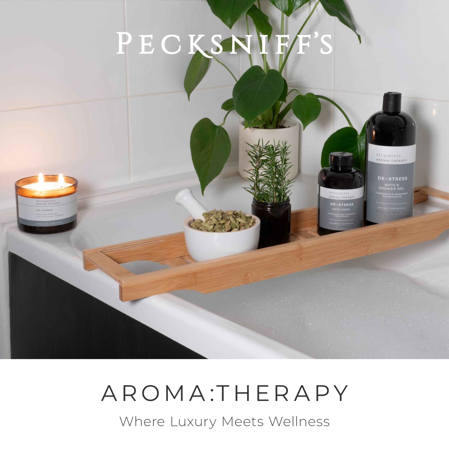 Pecksniff's Aroma:Therapy De-Stress Shower Gel – Luxurious Moisturizing Bath & Body Cleanser, 1000 ml/33.8 fl oz Bottle