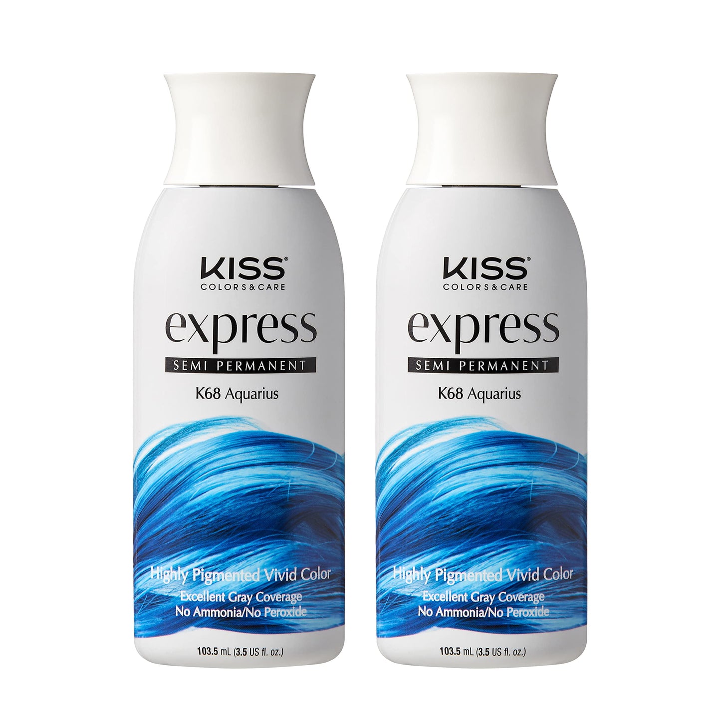 Kiss Express Semi-Permanent Hair Color 100mL (3.5 US fl.oz) (2 PACK, Aquarius)