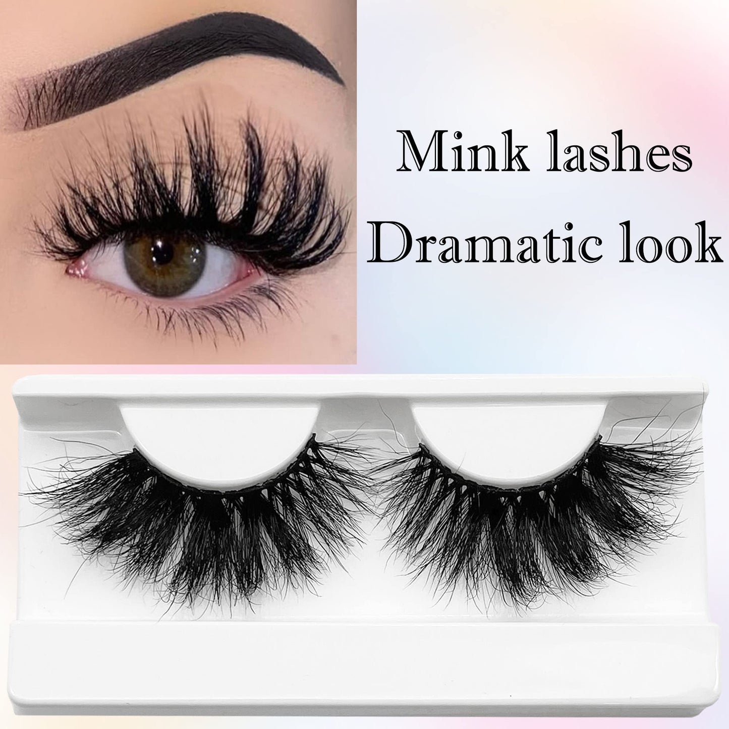 Russian Curl Mink Lashes 25mm Lashes Fluffy Yasnai Eyelashes, Real Mink Lashes 3 Pairs Pack 9D Dramatic Long 25 mml EyeLashes