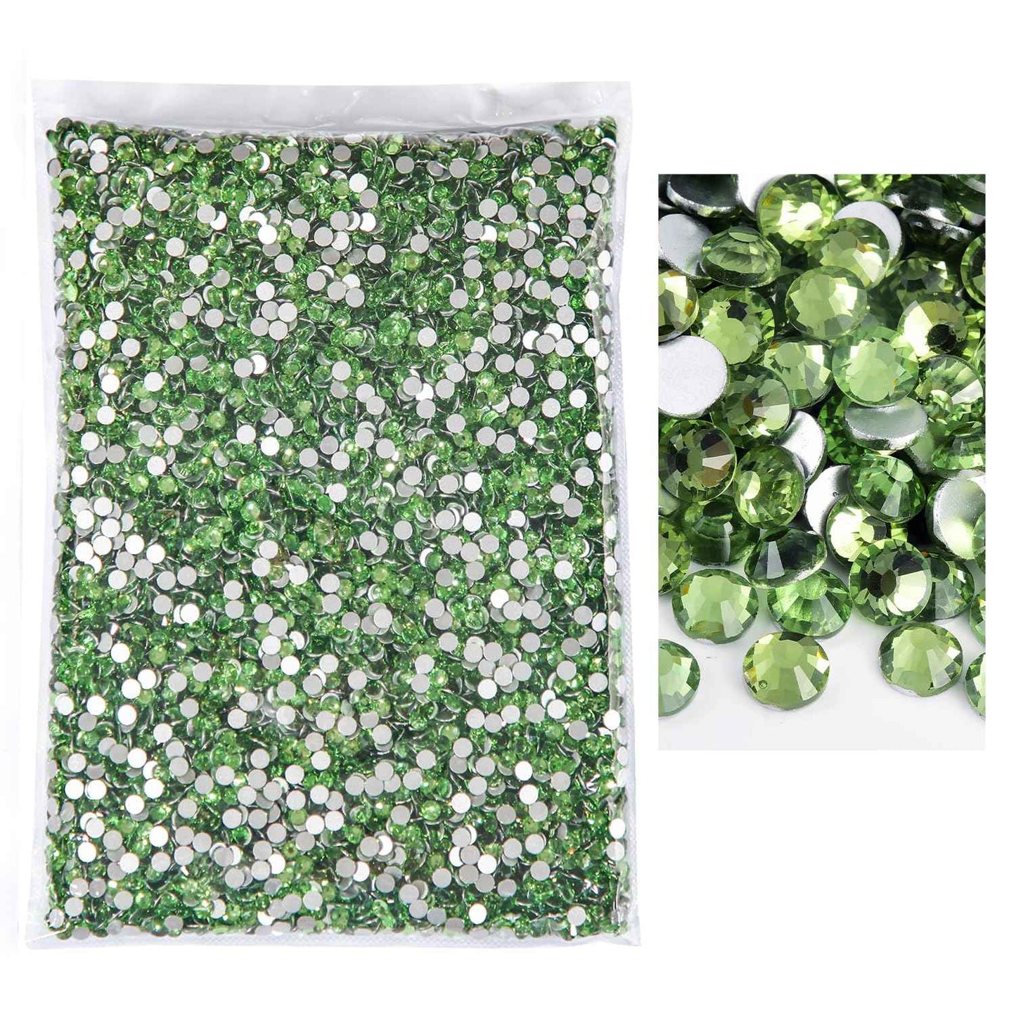 Blinginbox Flatback Rhinestones Bulk,14400pcs Crystal Round Loose Gemstones Glass Rhinestones for Crafts Makeup Nail Art Clothes Shoes DIY Decorations(SS20,4.6-4.8mm,Lt.Peridot)