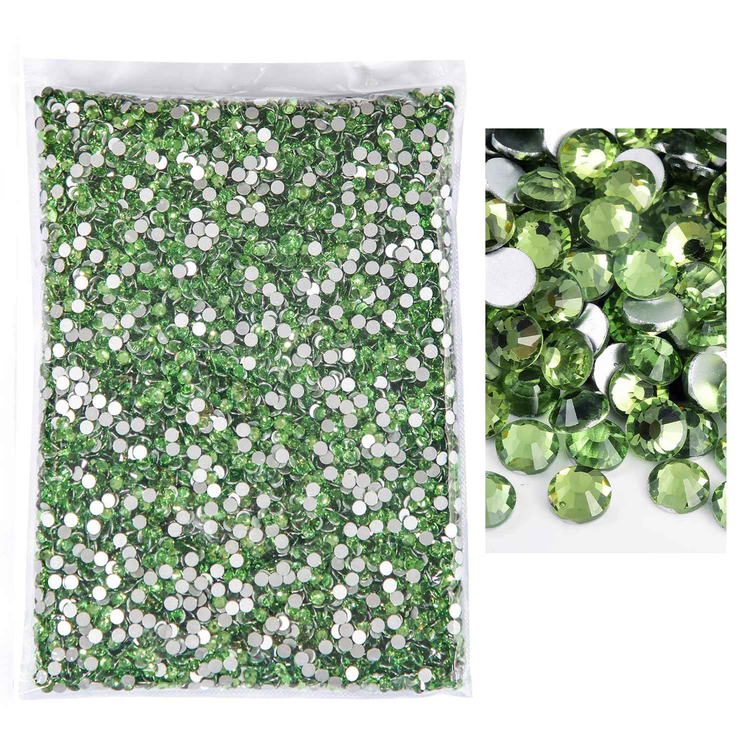 Blinginbox Flatback Rhinestones Bulk,14400pcs Crystal Round Loose Gemstones Glass Rhinestones for Crafts Makeup Nail Art Clothes Shoes DIY Decorations(SS20,4.6-4.8mm,Lt.Peridot)
