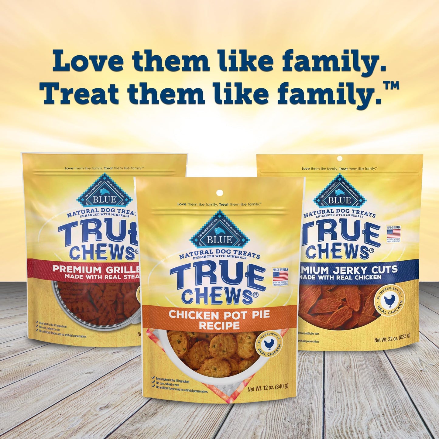 Blue Buffalo True Chews Dog Treats, Made in the USA with Natural Ingredients, Chicken Pot Pie Recipe, 12-oz. Bag