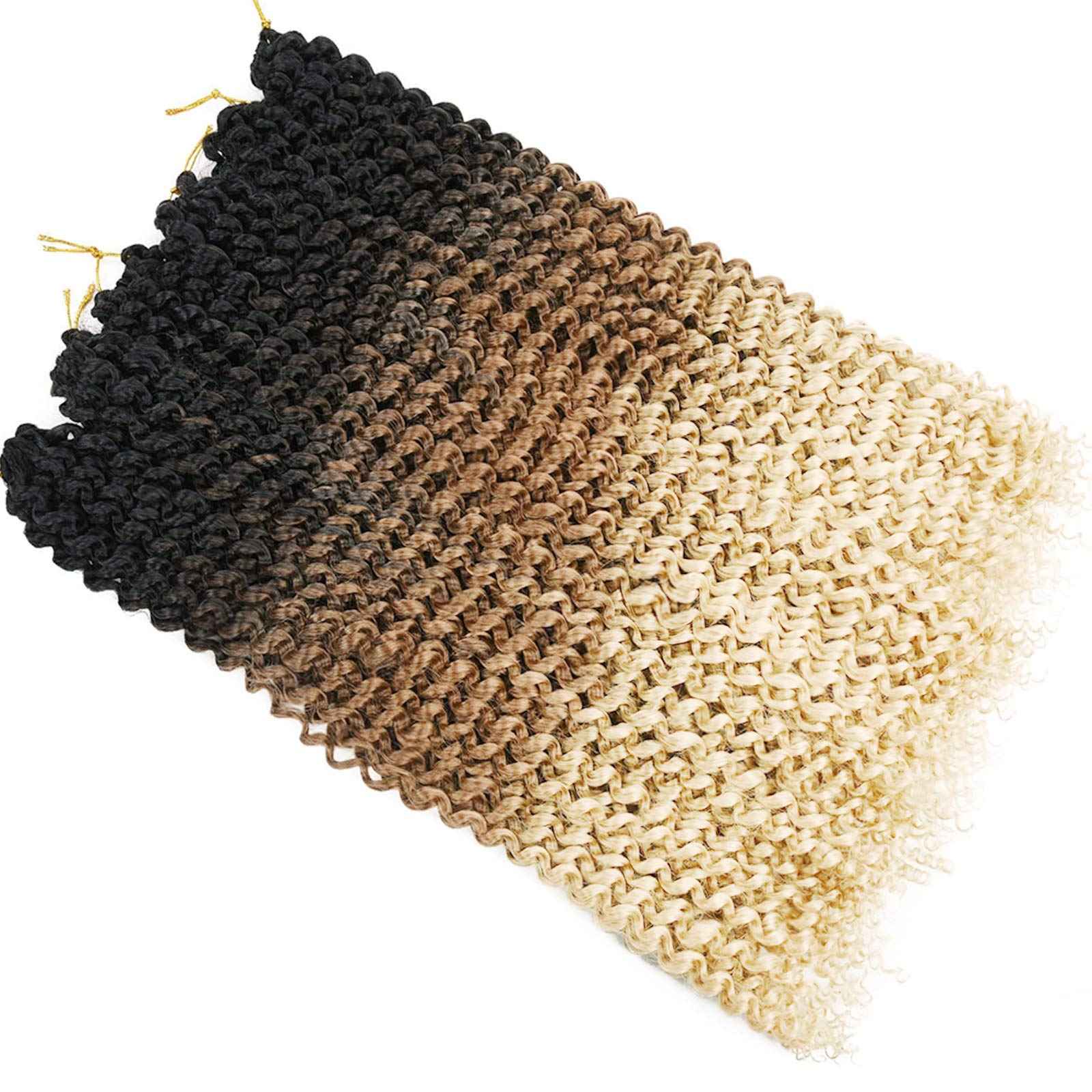 7 Packs Passion Twist Hair 22 Inch Water Wave Synthetic Curly Braids for Passion Twist Crochet Braiding Hair Long Bohemian Curly Hair (22inch, 1B/brown/honey blonde)