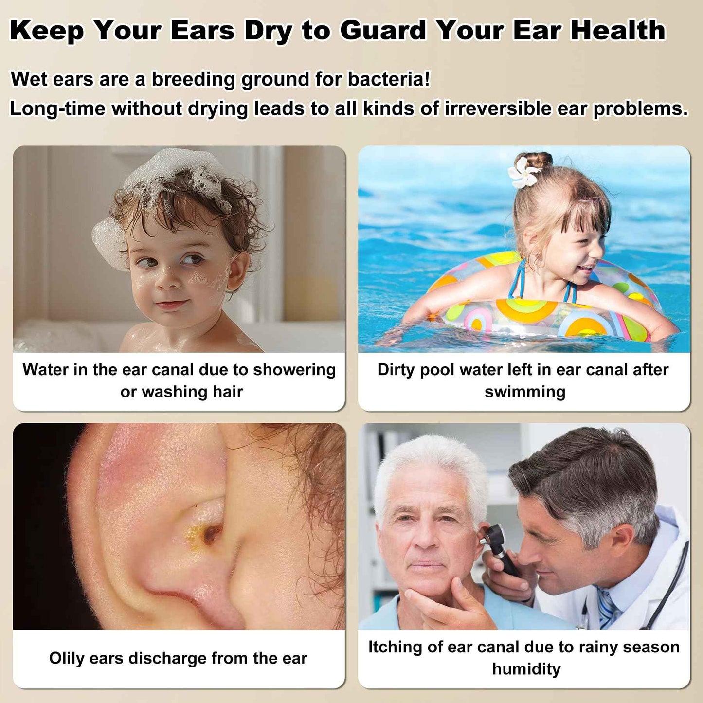 TopQuaFocus Ear Dryer for Adults Kids, Electronic Inner Ear Fluid Removal Tool, Red Light Air Circulation Design - 2min Quick Drying Eardrum, Ideal for Swimmers’ to Dry The Air of Ears